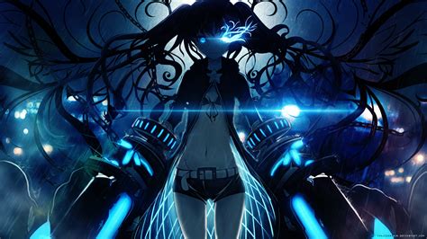 Blue Eyes Long Hair Black Rock Shooter Anime Anime Girls Glowing Eyes Dark 1920x1080
