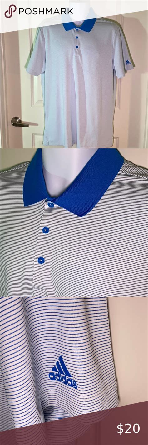 Adidas Golf Shirt Size L Blue And White Stripe Golf Shirts Adidas