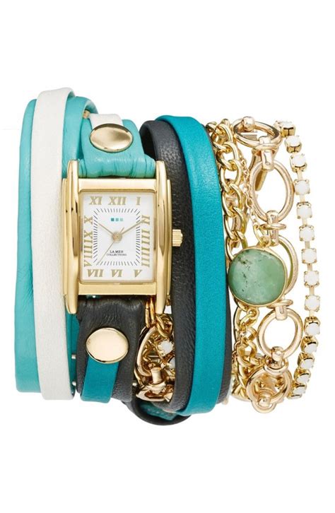 Turquoise Leather Chain Wrap Bracelet Watch Everything Turquoise