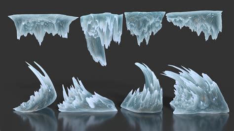 Artstation Low Poly Curve Ice Spike 230503 Game Assets