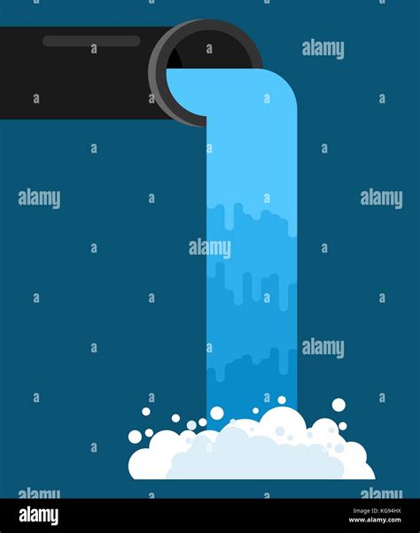 Water Pouring From Pipe Flow Of Clean Water Vector Illustration Stock