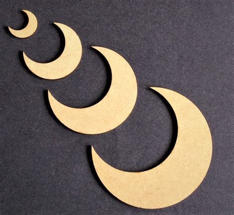 Crescent Moon Wooden Craft Shape Moon Decoration Stars Space Etsy