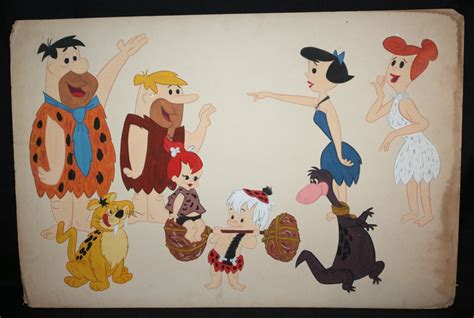 The Flintstones Vintage Painted Art La Fred Wilma Barney Rubble Betty Pebbles Dino