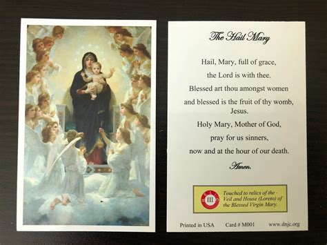 Blessed Virgin Mary Third Class Relic Holy Card Touched To Relics Of
