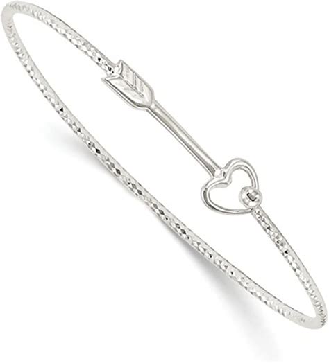 Amazon Com Sterling Silver Diamond Cut Heart Arrow Element