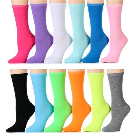 12 Units Of Ladies Neon Crew Socks Assorted Colors Size 9 11 At