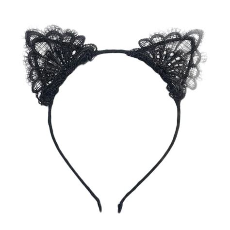 1pc female women lady girls sexy cat ears black lace hairbands