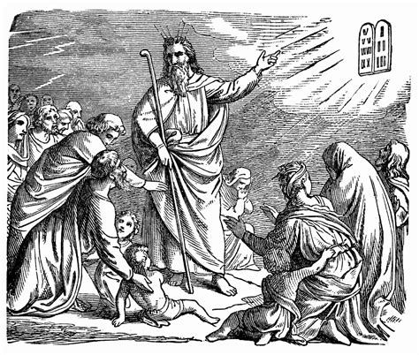 Moses Reveals The Ten Commandments To The Children Of Israel Clipart Etc