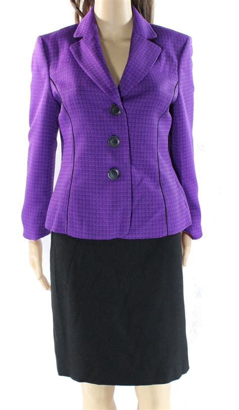 Le Suit Le Suit New Purple Womens Size 8p Petite Tweed Seamed Skirt