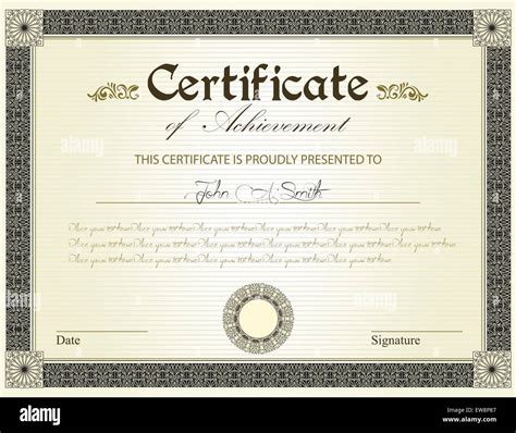 Certificate Of Achievement Retro Design Template 3631