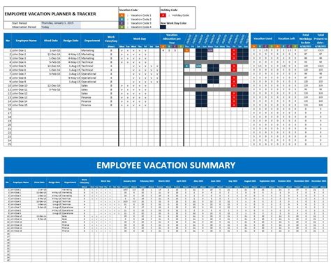 2016 Emploee Vacation Time Off Calendar Excel Excel Calendar Template
