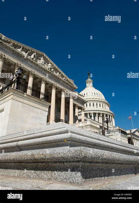 The United States Capitol Building Dome Topped By The Statue Of Freedom