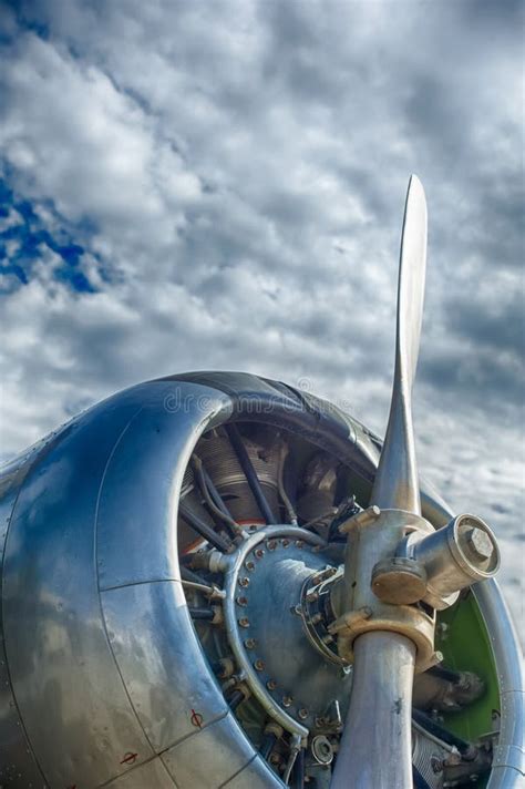 Vintage Aircraft Engine And Propeller Stock Photo Image Of Closeup