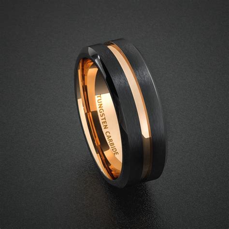 We did not find results for: Tungsten Wedding Band Mens Ring Two Tone Rose Gold Black Center Groove Beveled Edges Comfort Fit ...