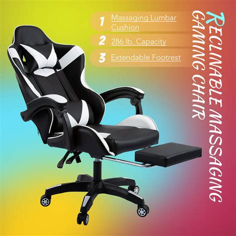 preenex ergonomic and lumbar support gaming chair rocker white
