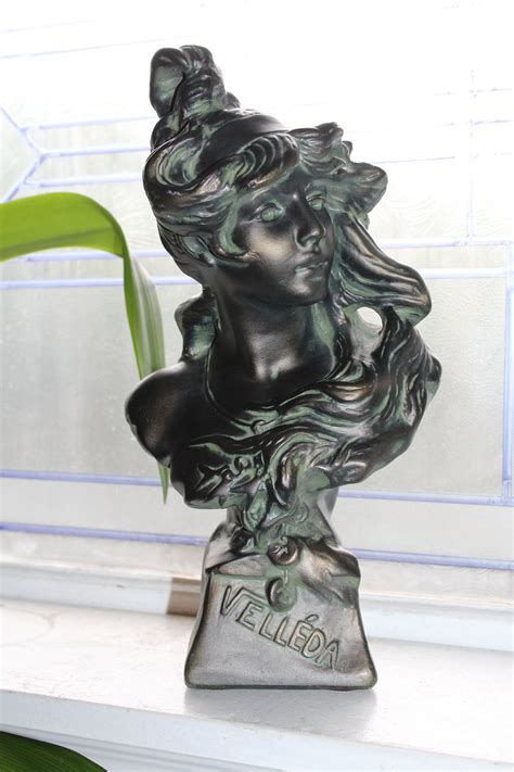 Antique Art Nouveau Velleda Plaster Chalkware Bust