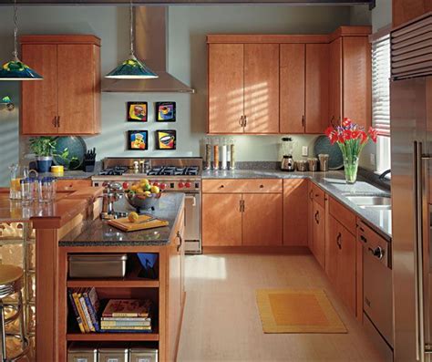 Predominantly red undertones are common on cherry wood. A simple backdrop, like these light Cherry kitchen ...