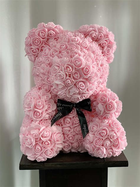 Faux Light Pink Rose Teddy Bear in Temple City, CA | Four Season Florist and Gifts