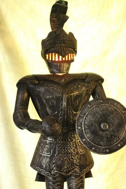 Medieval Knight Armor Vintage Art Metal Tall Statue Night Light Lamp