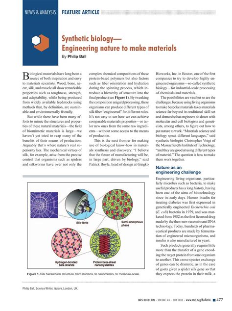 Synthetic Biology—engineering Nature To Make Materials Mrs Bulletin