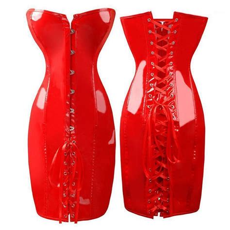Bustiers And Corsets Gothic Womens Sexy Wetlook Pvc Faux Leather Corset
