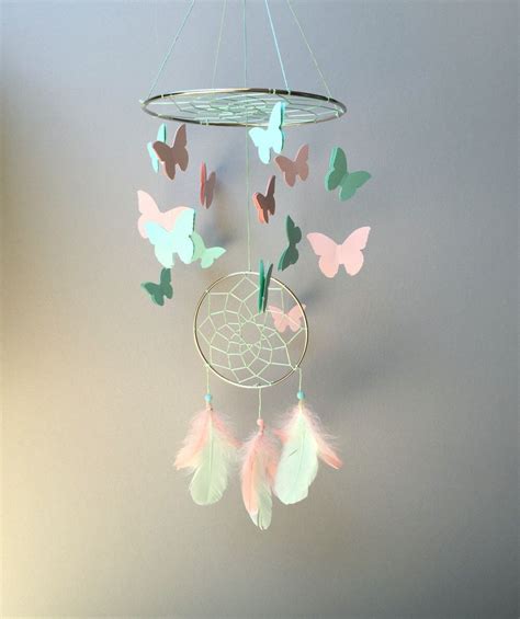 Baby Mobile Dream Catcher Mobile Butterfly Mobile Mint And Etsy
