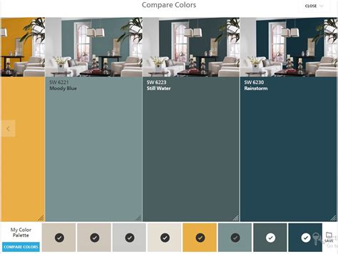 Sherwin Williams Colorsnap Compare Colors Moody Blue Still Water