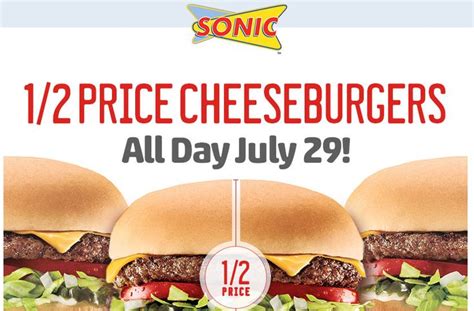 Sonic Get Cheeseburgers For 12 Price Today Only 729