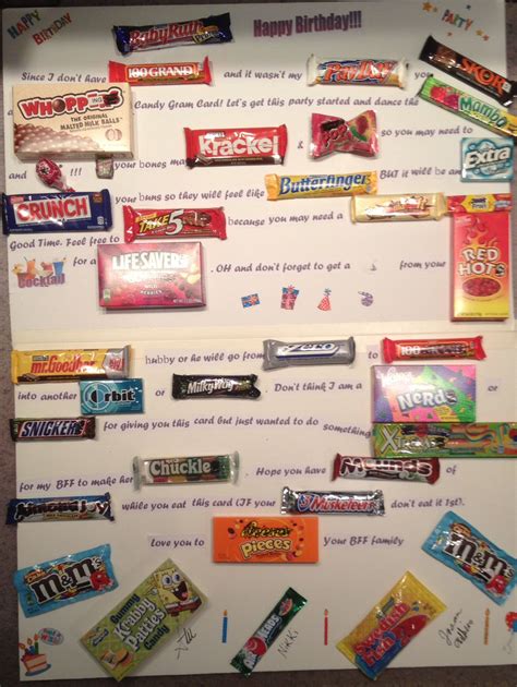Shown here with days, children, great friends, amazing husband but you may use. Best friend Candy Gram | Diy birthday gifts for friends ...