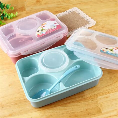 Plastic Lunch Box Food Container Bento Lunchbox Microwaveable Lunch