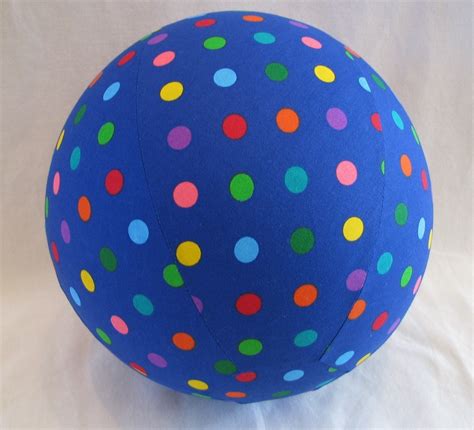 Fabric Balloon Ball Toy Royal Blue With Multi Colored Polka