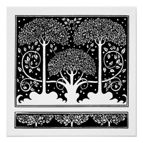 Art Nouveau Tree Beardsley Pattern Poster Zazzle Art Nouveau