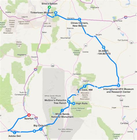 Enchanted Eight Road Trip Map Travel New Mexico Map