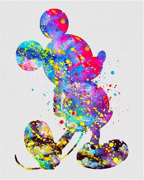 Mickey Mouse Watercolor Art Print Mickey Mouse Art Watercolor Disney