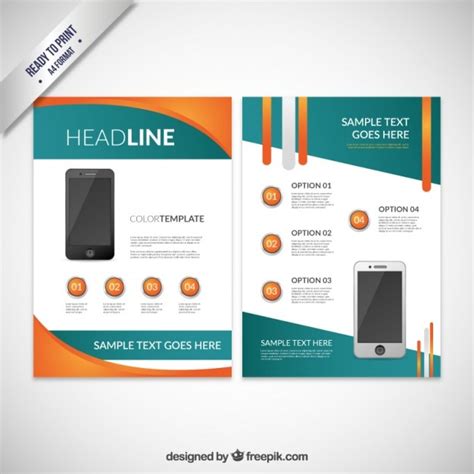 Free Vector Abstract Brochure With Mobile Phone