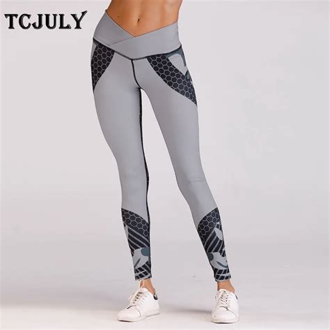 tcjuly fashion knitted digital printed women workout leggings high waist stretchy push up pants