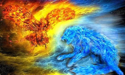 Fire And Water Wolf Wallpapers Wolf Background Images