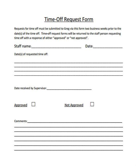 Paid Time Off Form Template Doctemplates
