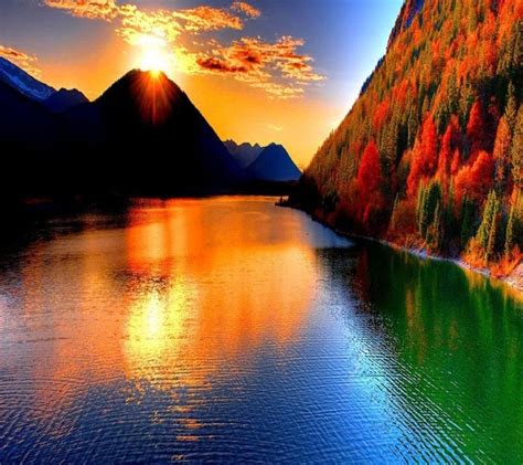 Beautiful Mountain Lake Sunset Via Gane Gjoshevski On