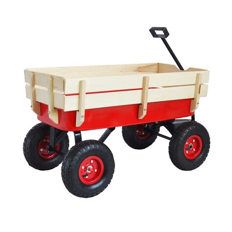 Beach Cart For Kids All Terrain Outdoor Utility Wagon With Wooden