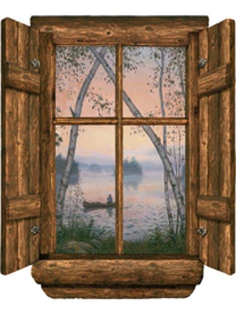 Log Cabin Window Fishermans Dream Wall Mural Window Mural Window