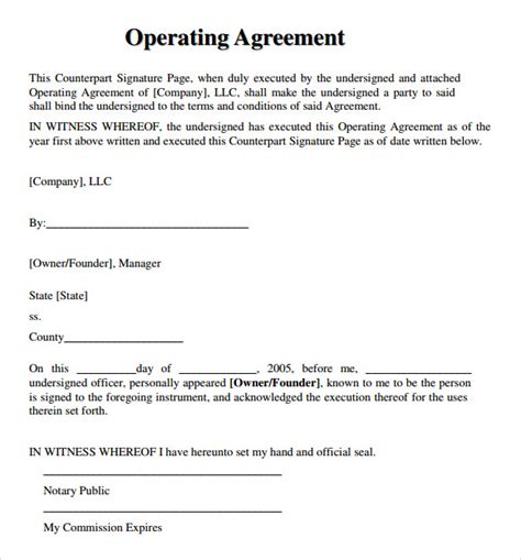 Operating Agreement Llc Template Word