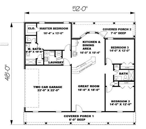 Finding a house plan you love can be a difficult process. Ranch Plan: 1,500 Square Feet, 3 Bedrooms, 2 Bathrooms ...