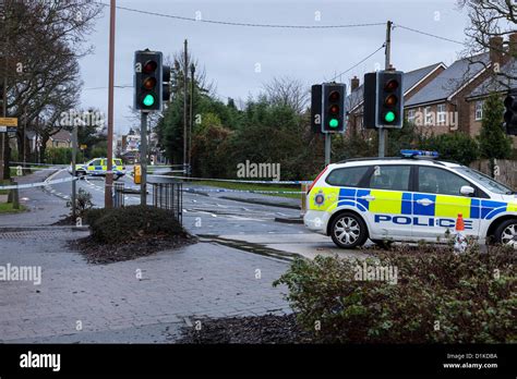 Scene Of Violent Crime In Benfleet Essex With Police Vehicles Guarding