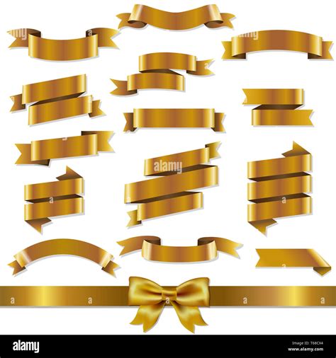 Golden Ribbons Set Stock Photo Alamy