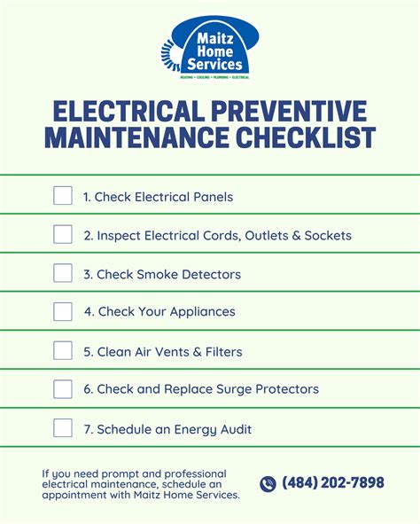 Preventive Maintenance Electrical Checklist In Excel