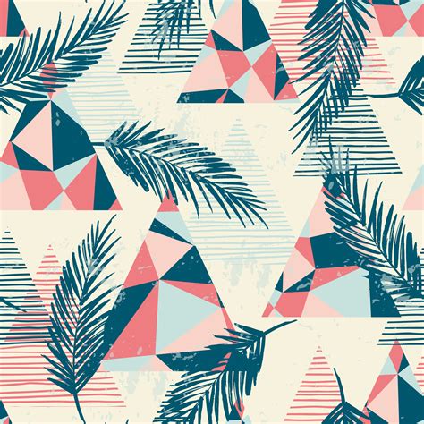 Trendy Seamless Exotic Pattern With Palm And Geometric Elements 290202