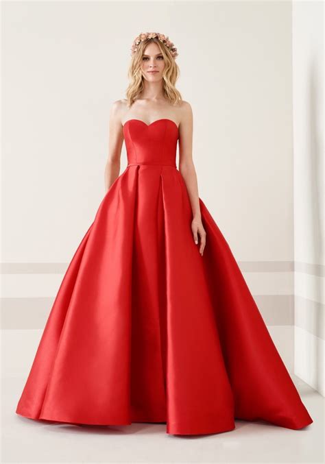 Pronovias Taona Timeless Red Mikado Ball Gown Designer Bridal Room