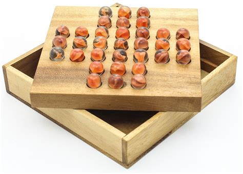 Solitaire Marble Glass Wooden Brain Teaser Game 152g
