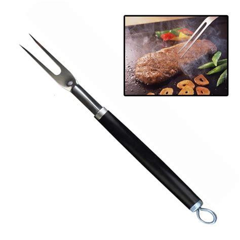 18stainless Steel Bbq Fork Black Long Meat Forks Plastic Handle